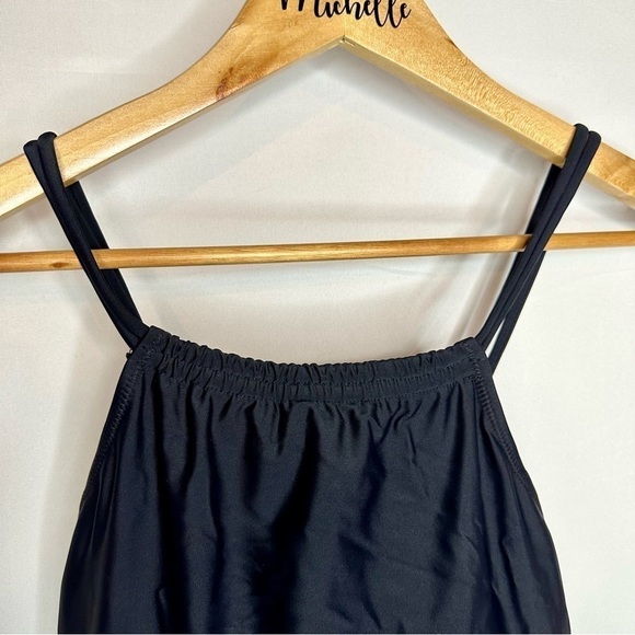 NWT Beachsissi Halter Tankini Top Criss Cross Black Swim Tank Women’s XL - Picture 2 of 9